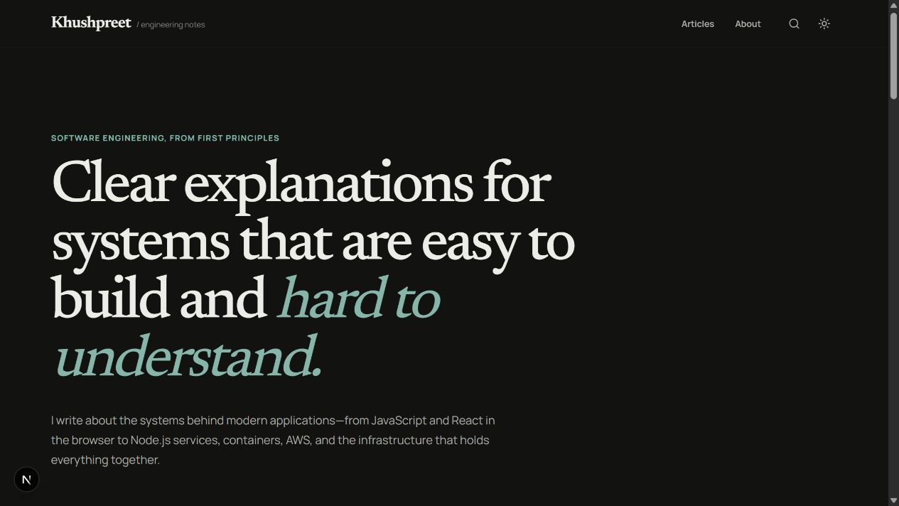 Developer blog home page